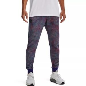 Under Armour Men's Rival Terry Printed Joggers Sonar Blue Size Large Activewear